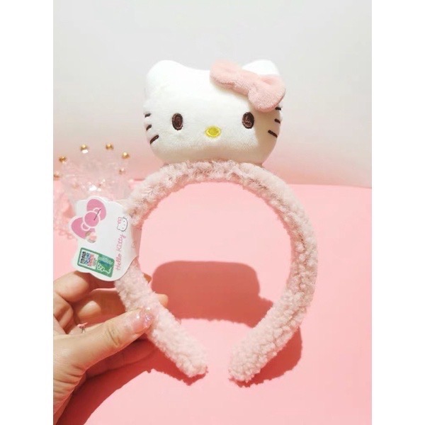 正品 可愛hello kitty毛絨玩偶公仔髮圈 髮箍少女心軟萌頭箍飾品（粉色）-細節圖5