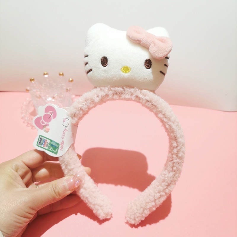 正品 可愛hello kitty毛絨玩偶公仔髮圈 髮箍少女心軟萌頭箍飾品（粉色）-細節圖7