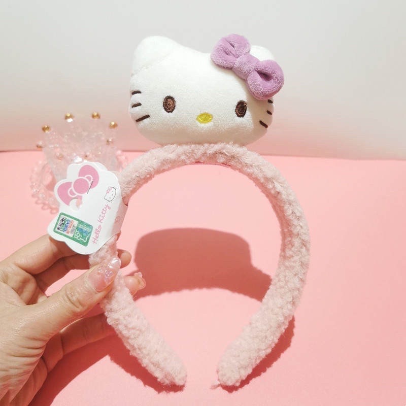 正品 可愛hello kitty毛絨玩偶公仔髮圈 髮箍少女心軟萌頭箍飾品（粉色）-細節圖8