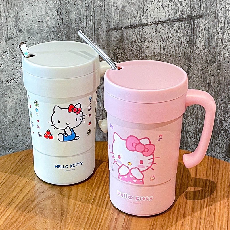 正品 可愛kitty保温杯帶吸管 水杯 高顏值 580ml-細節圖5