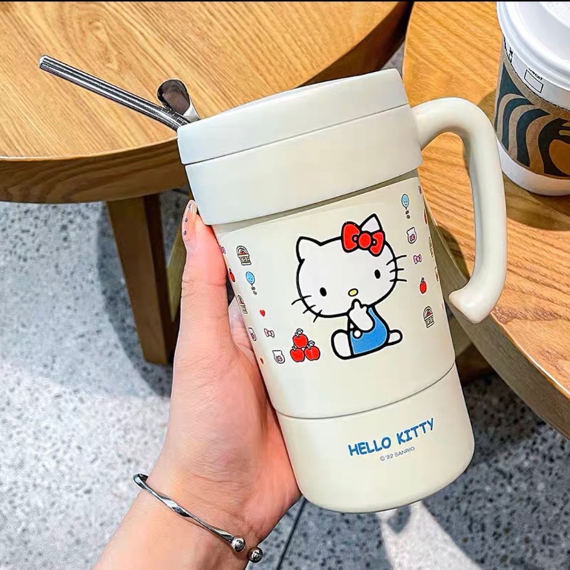 正品 可愛kitty保温杯帶吸管 水杯 高顏值 580ml-細節圖6