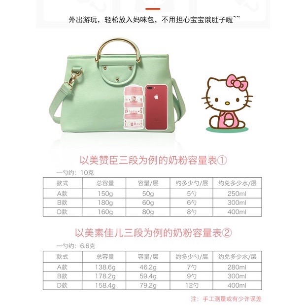 正品 Hellokitty嬰兒奶粉盒外出便携寶寶奶粉格 儲存盒 大容量分裝盒-細節圖2