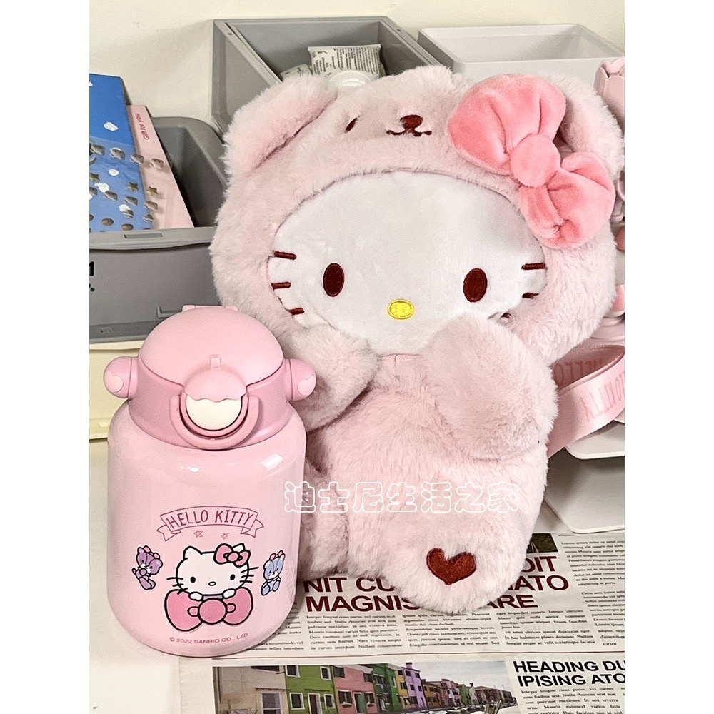 正品hellokitty保温杯 高顏值可愛毛絨禮盒 316 吸管杯-細節圖5
