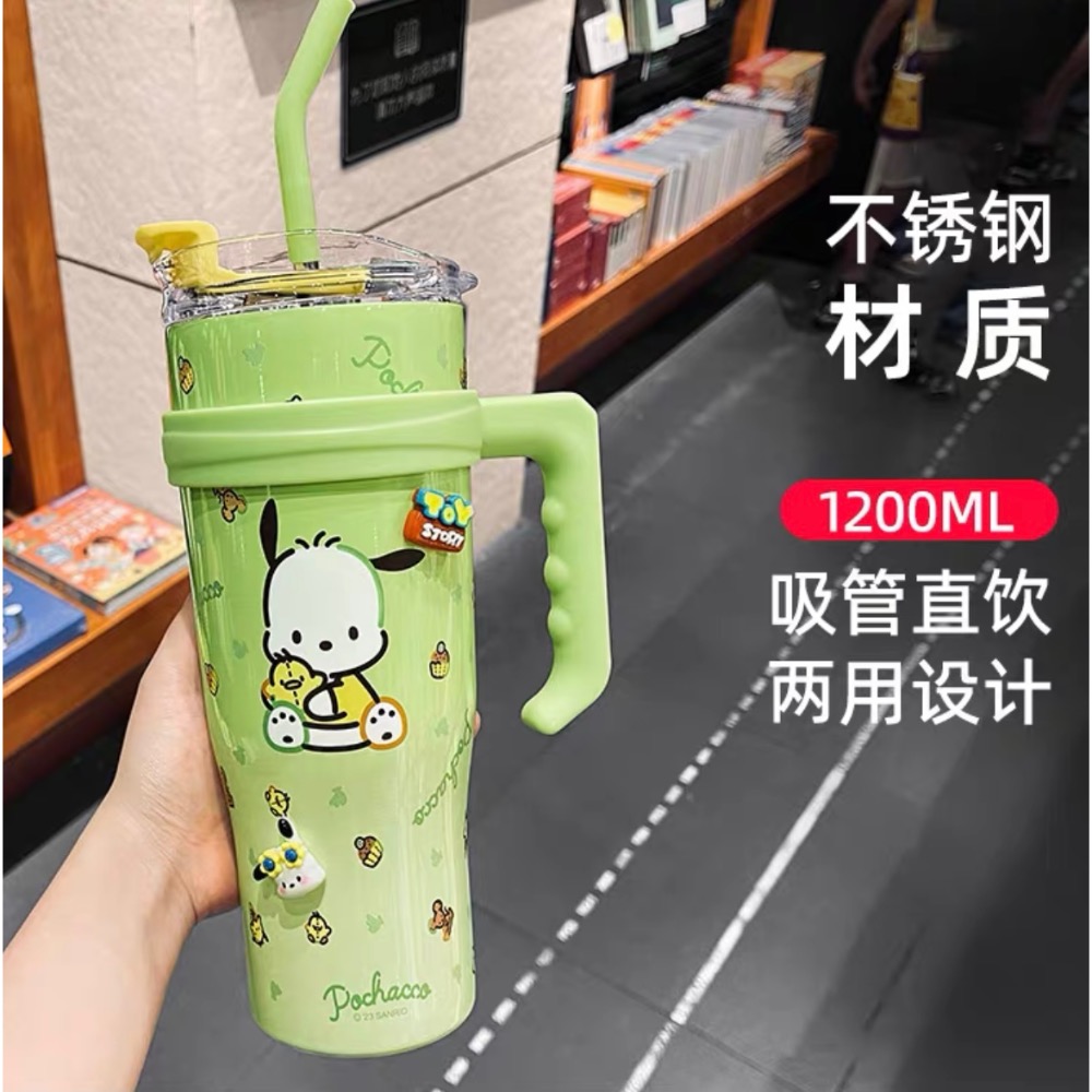 正品 hellokitty保温水杯 不鏽鋼 直飲吸管杯 冰霸杯1200cc-細節圖6