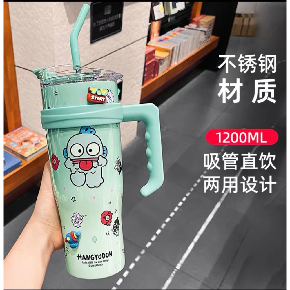 正品 hellokitty保温水杯 不鏽鋼 直飲吸管杯 冰霸杯1200cc-細節圖8