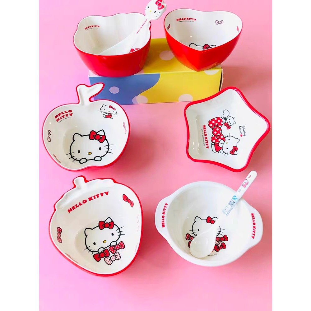 正品 套裝kitty大人餐具 兒童 寶寶餐盤 分格 喝水杯子勺子筷子碗盤 禮盒裝🎁-細節圖5