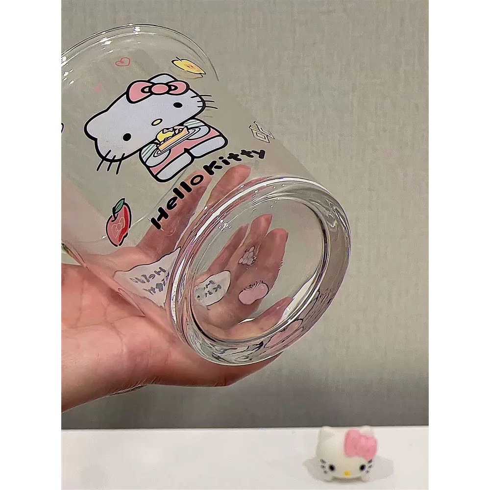 正品 hellokitty玻璃杯 印花玻璃杯 咖啡杯 牛奶杯（一個）-細節圖9