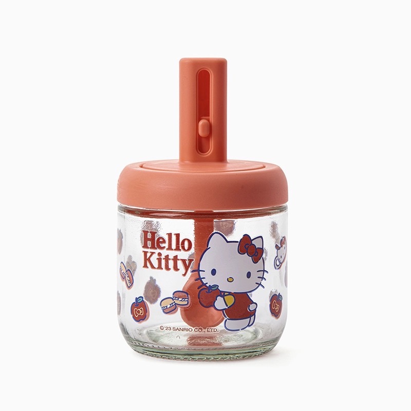 正品 可愛kitty卡通玻璃厨房調味罐 調味盒 可伸縮勺蓋一體 密封防潮萌-細節圖7