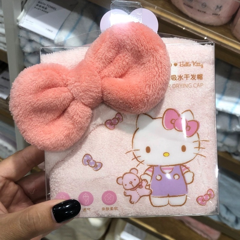 正品 可愛kitty髮束 鬆緊帶 毛絨洗臉巾-細節圖8