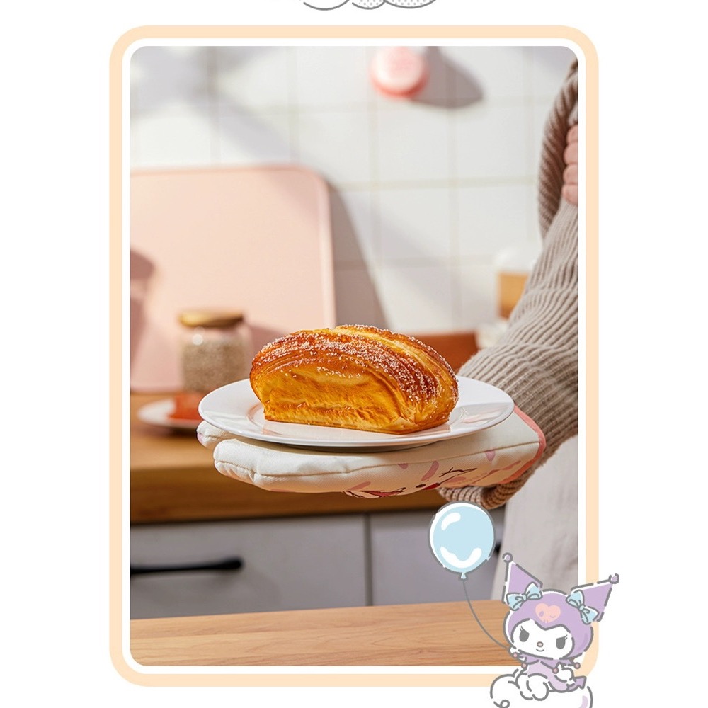 正品 加厚 可愛kitty烘焙手套 微波爐手套 防燙 隔熱 烤箱專用手套（一對）-細節圖4