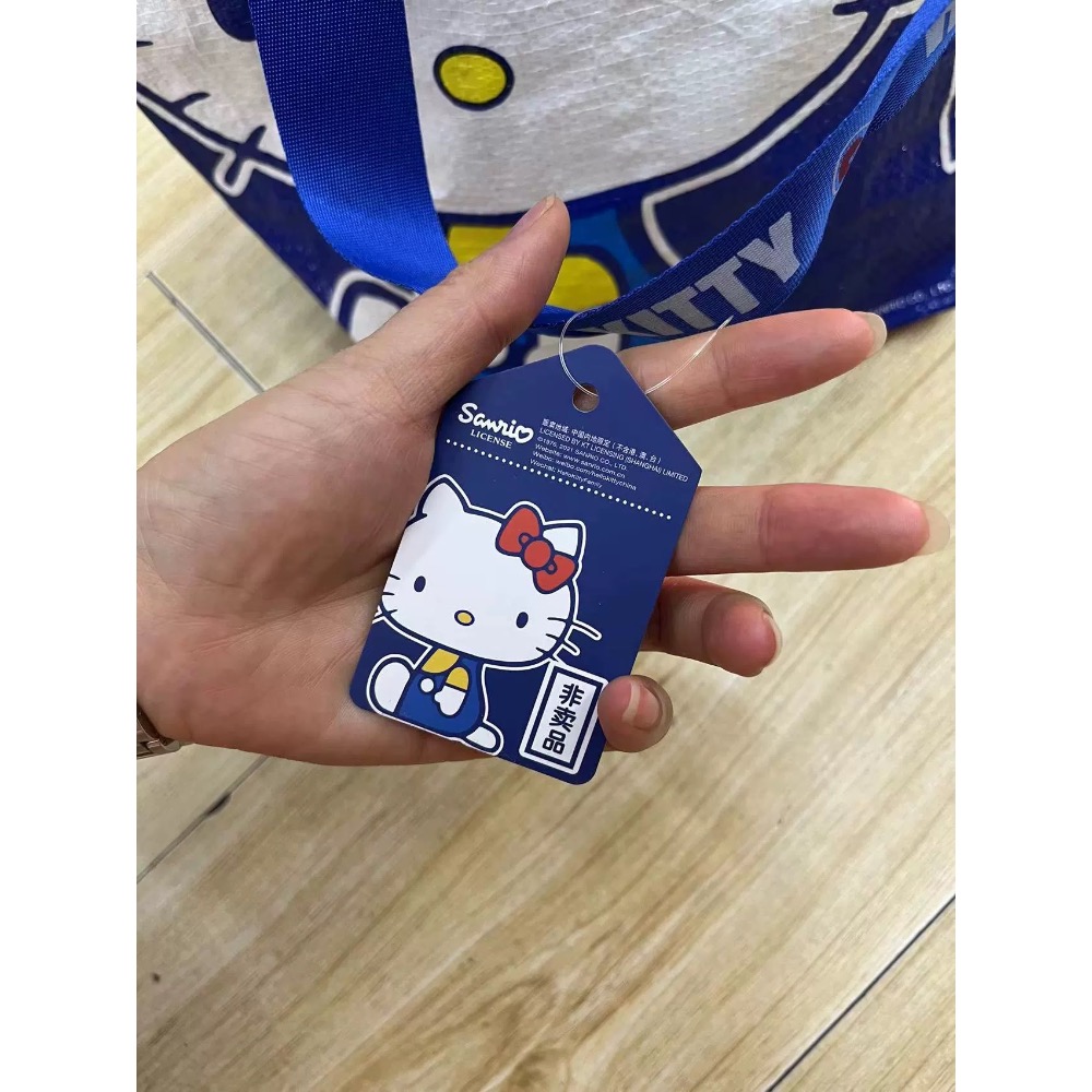 ￼正品 藍色Kitty折疊可愛卡通防水 單肩收納袋 外出百搭 購物袋 手提袋-細節圖7