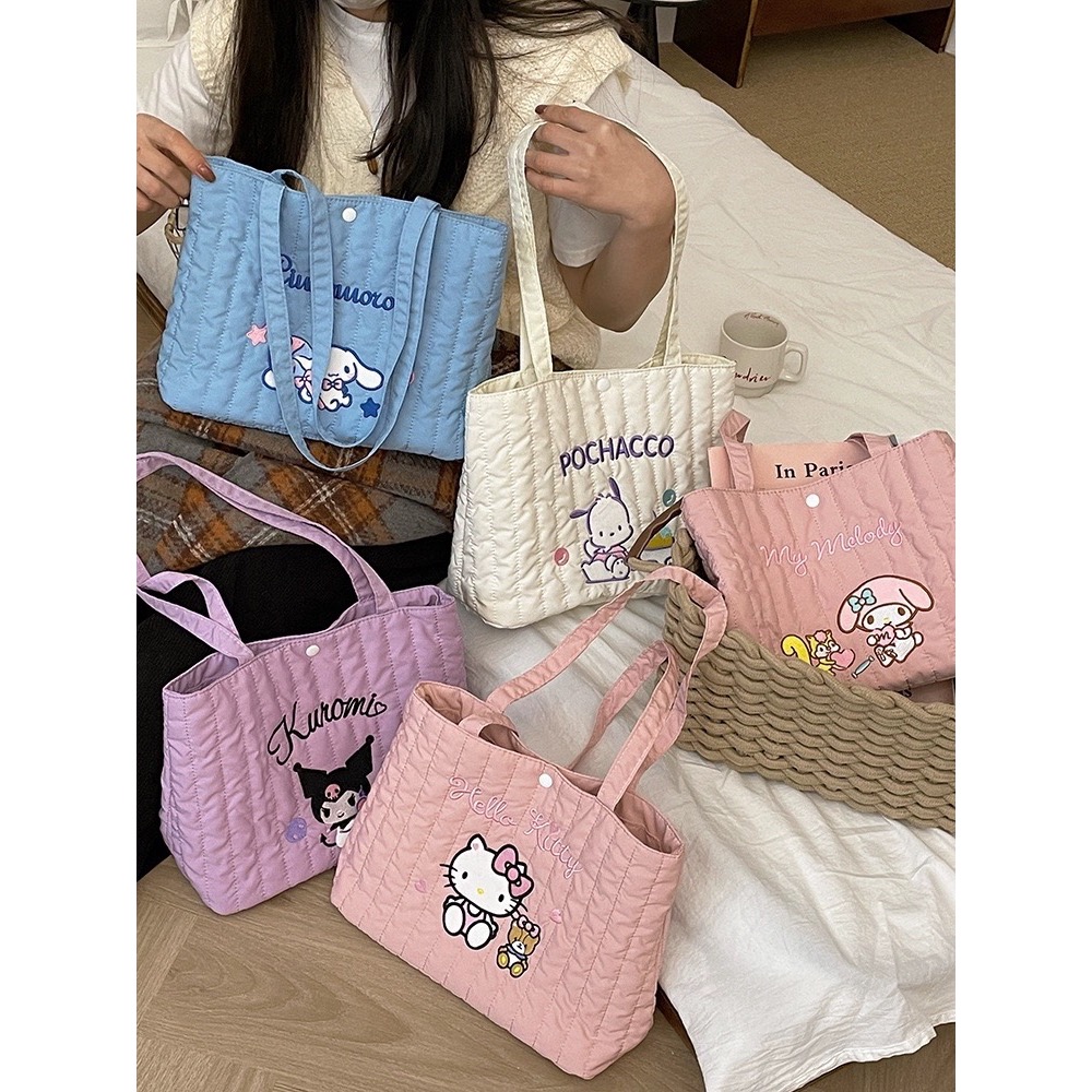 正品 kitty羽絨單肩包 手拎包 大容量 托特包-細節圖2