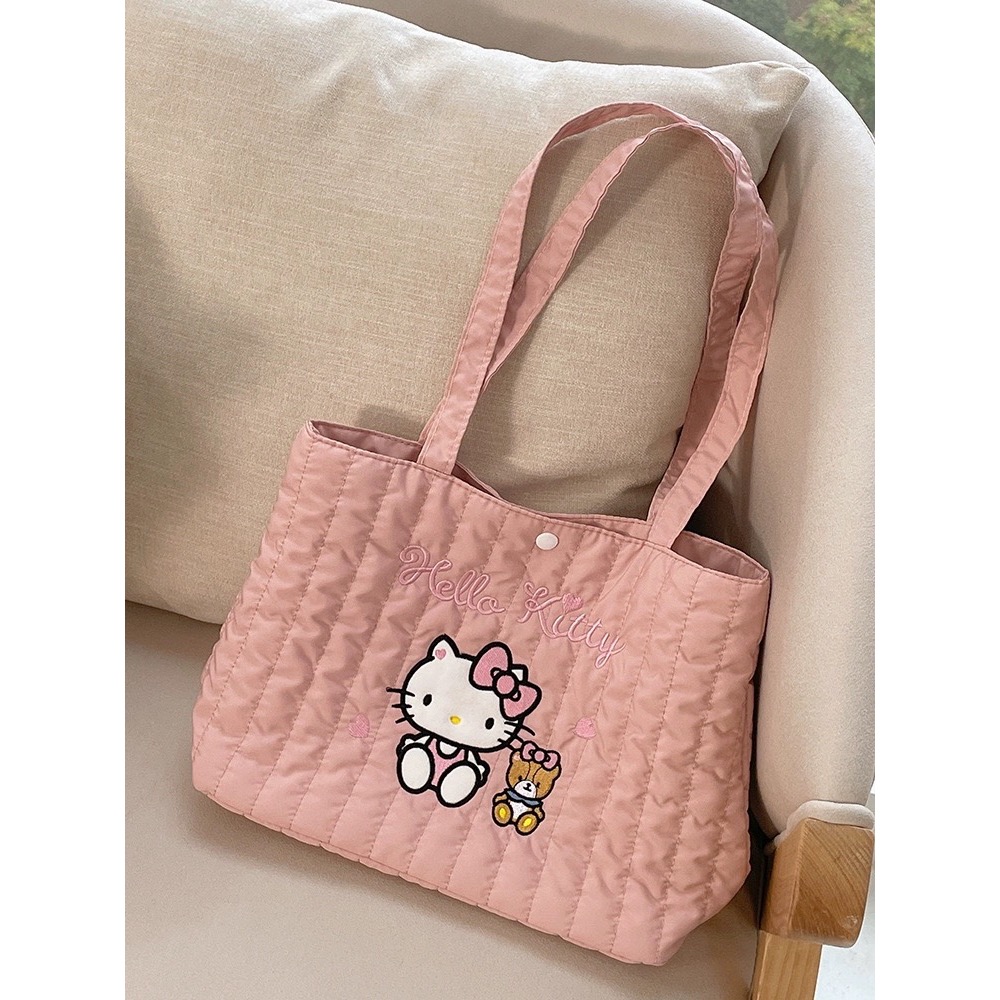 正品 kitty羽絨單肩包 手拎包 大容量 托特包-細節圖6