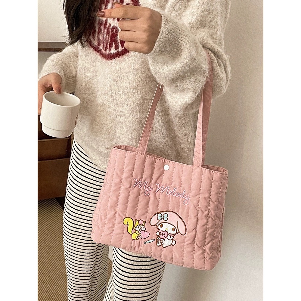 正品 kitty羽絨單肩包 手拎包 大容量 托特包-細節圖2