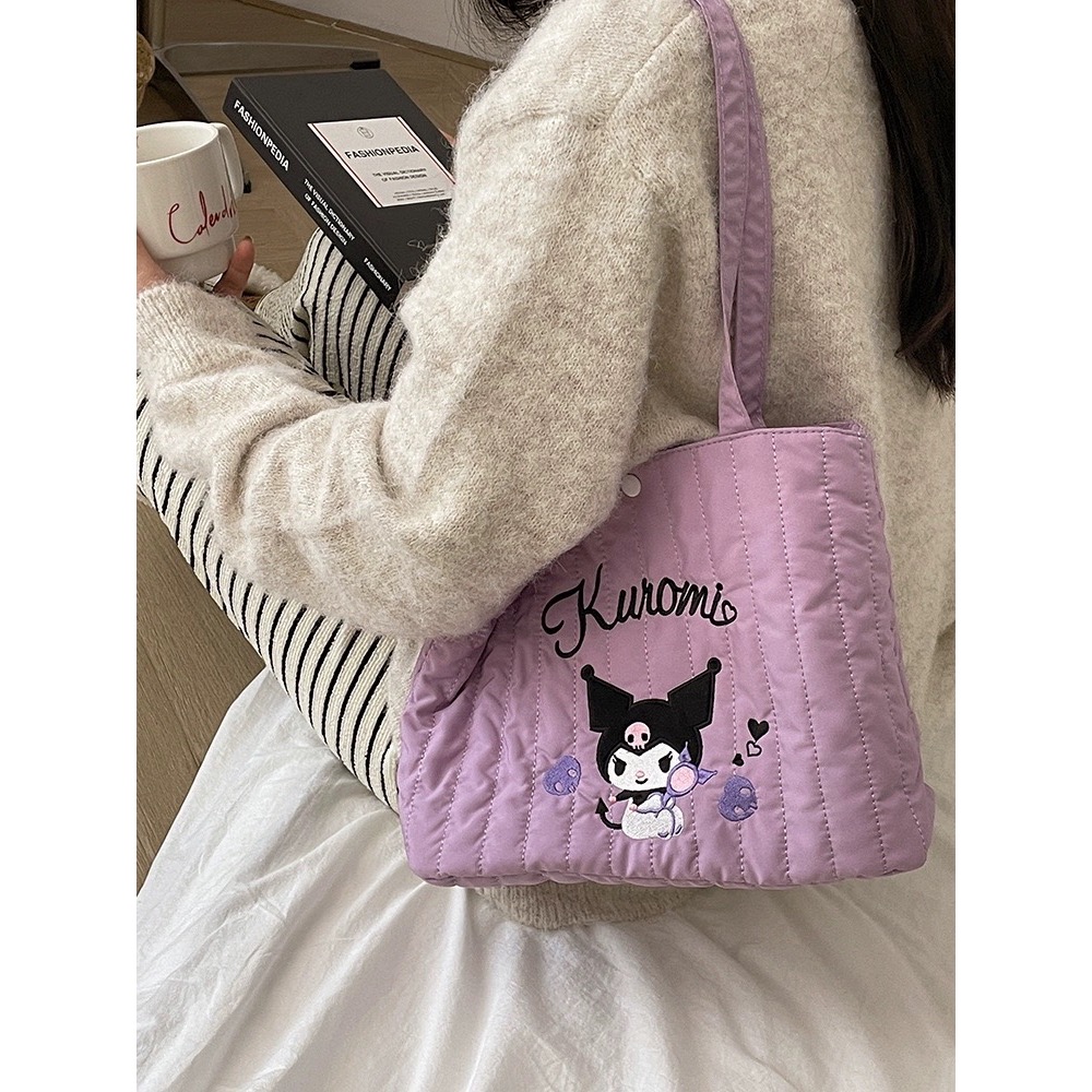 正品 kitty羽絨單肩包 手拎包 大容量 托特包-細節圖4