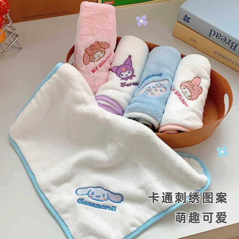 正品 三麗鷗珊瑚絨kitty毛巾 口水巾 方巾 吸水速乾不掉毛(5入）-細節圖2