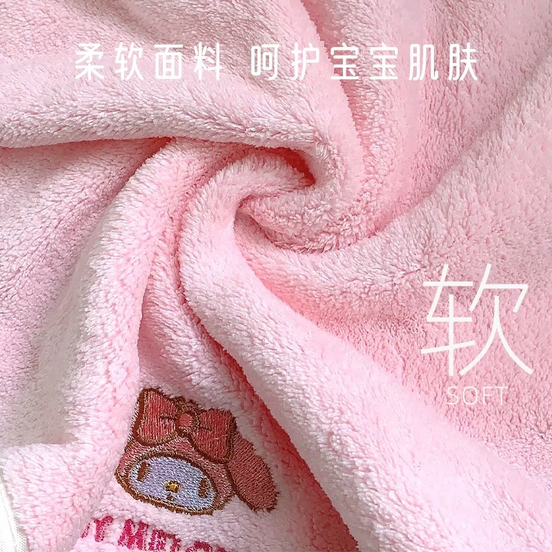 正品 三麗鷗珊瑚絨kitty毛巾 口水巾 方巾 吸水速乾不掉毛(5入）-細節圖5