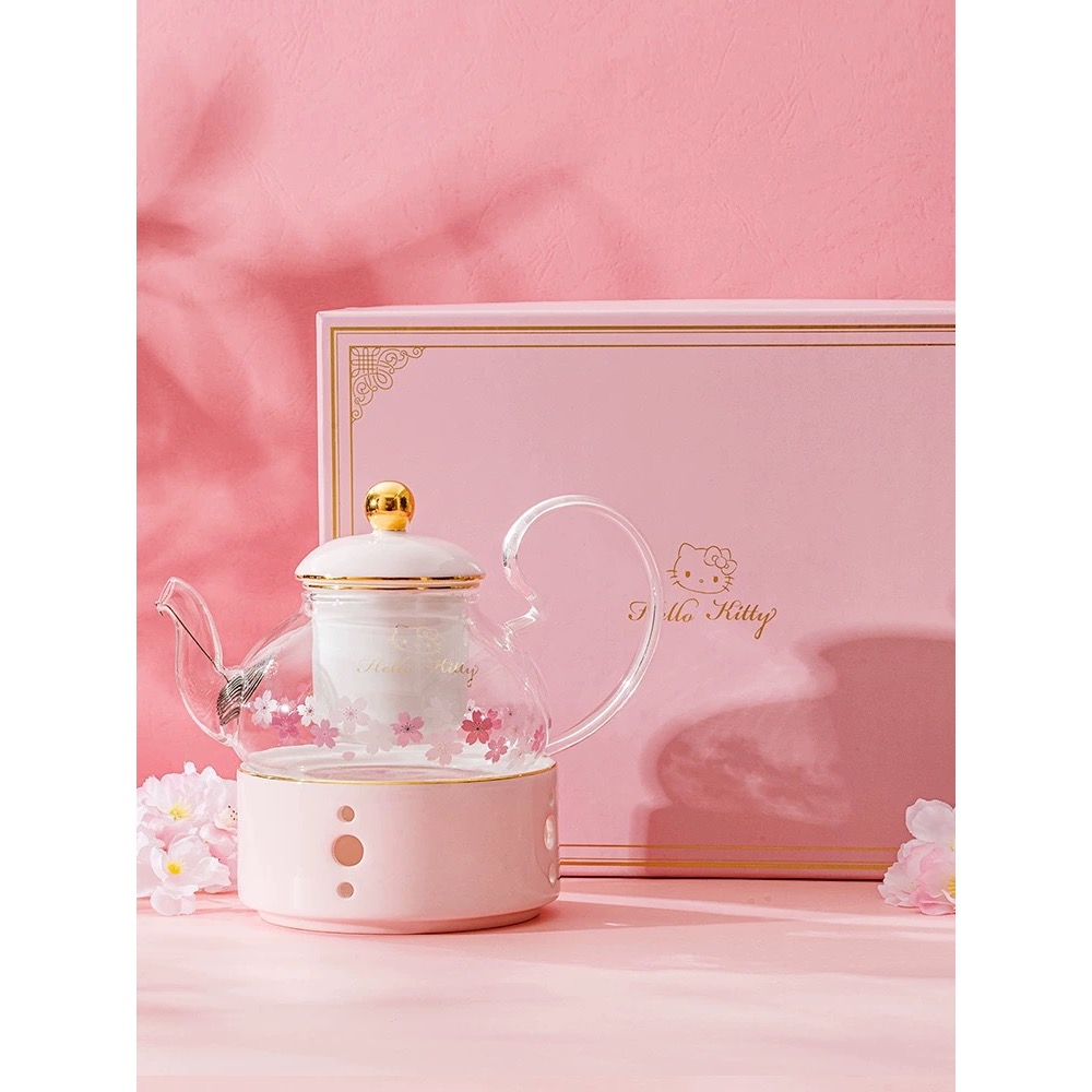 正品 hellokitty櫻花玻璃花茶壺 家用養生泡茶壺送女生閨蜜七夕禮物💝-細節圖5