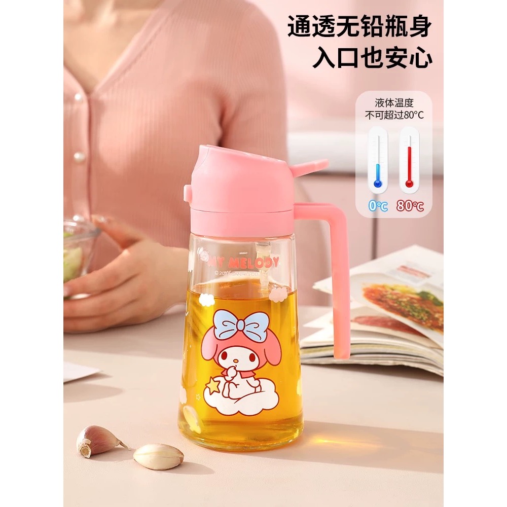 正品 日式kitty噴倒兩用 油壺 防漏油罐 玻璃壼霧化 調味瓶-細節圖4