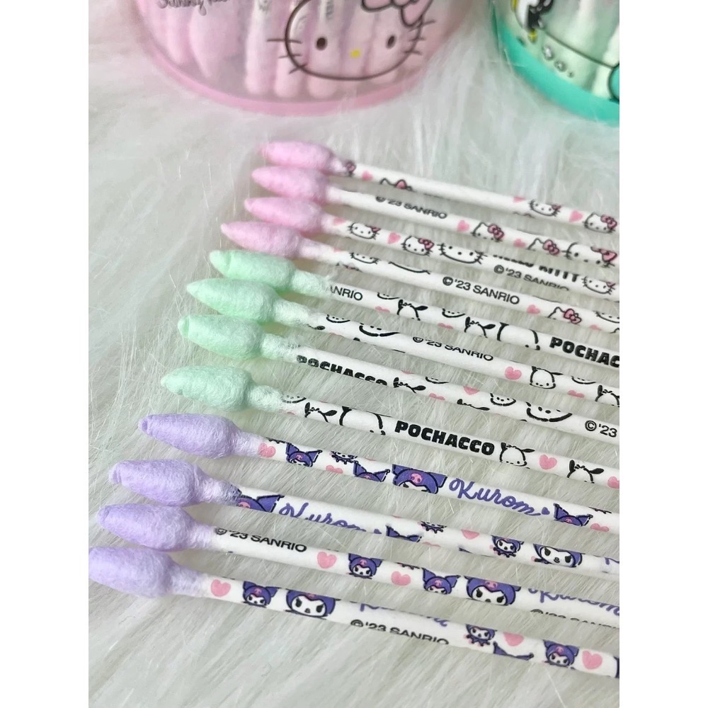 正品 三麗鷗kitty棉花棒 棉籤 多功能螺旋雙頭清潔 一次性棉棒 可愛掏耳 化妝清潔-細節圖5