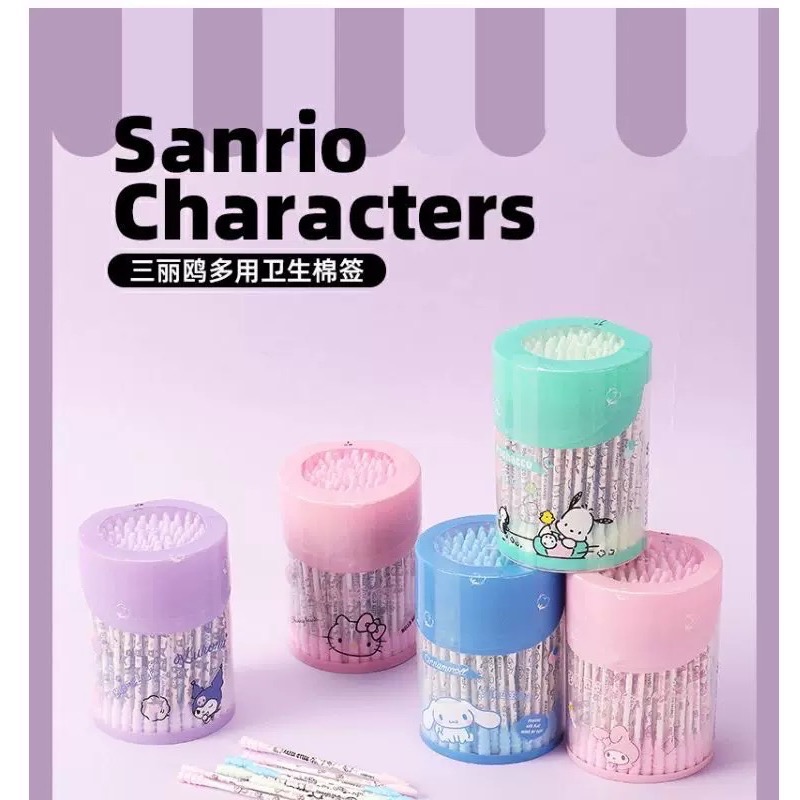 正品 三麗鷗kitty棉花棒 棉籤 多功能螺旋雙頭清潔 一次性棉棒 可愛掏耳 化妝清潔-細節圖8