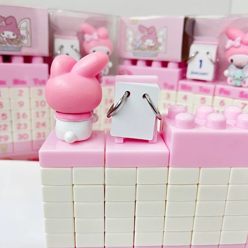 正品 日本採購美樂蒂Melody 可愛公仔積木日曆 萬年曆 台歷 擺件-細節圖4