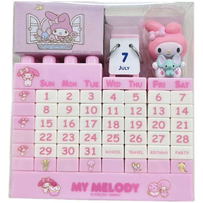 正品 日本採購美樂蒂Melody 可愛公仔積木日曆 萬年曆 台歷 擺件-細節圖5