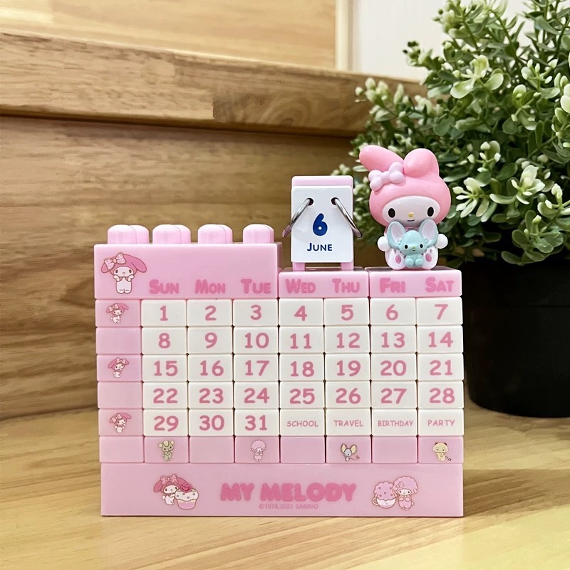 正品 日本採購美樂蒂Melody 可愛公仔積木日曆 萬年曆 台歷 擺件-細節圖7