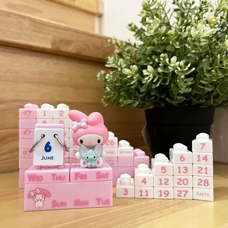 正品 日本採購美樂蒂Melody 可愛公仔積木日曆 萬年曆 台歷 擺件-細節圖8