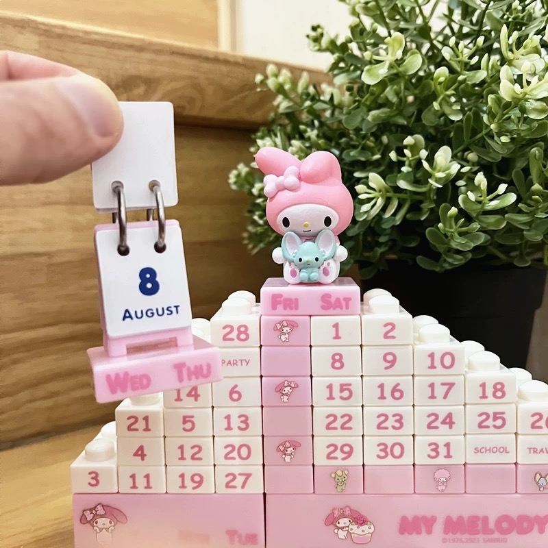 正品 日本採購美樂蒂Melody 可愛公仔積木日曆 萬年曆 台歷 擺件-細節圖9