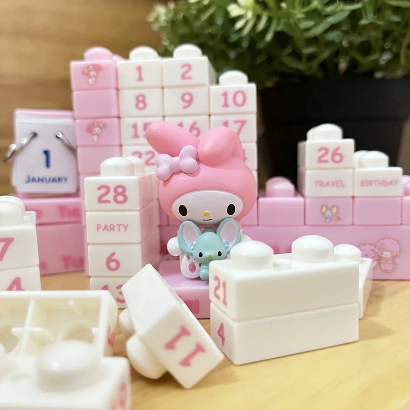 正品 日本採購美樂蒂Melody 可愛公仔積木日曆 萬年曆 台歷 擺件-細節圖10