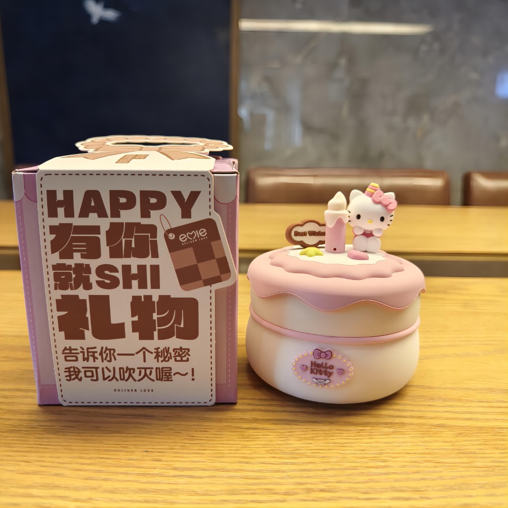 正品 HelloKitty生日蛋糕拍拍燈usb燈治癒小夜燈 臥室氛圍燈 睡眠燈-細節圖10