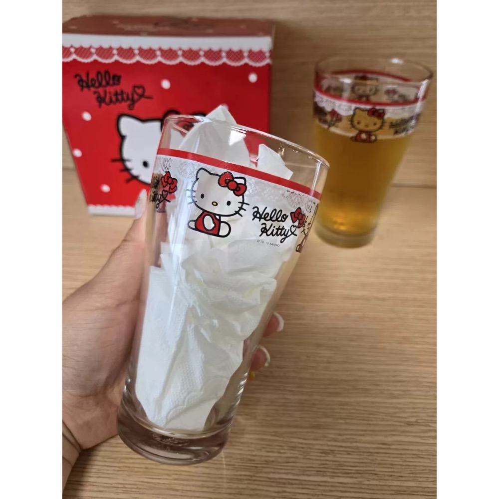 正品 韓國進口Vintage三麗鷗kitty玻璃杯 啤酒杯 水杯-細節圖3