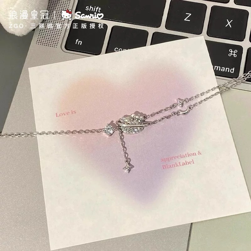 正品 浪漫皇冠×三麗鷗HelloKitty手鍊 純銀 送女友閨蜜生日禮物-細節圖3