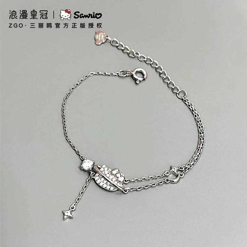 正品 浪漫皇冠×三麗鷗HelloKitty手鍊 純銀 送女友閨蜜生日禮物-細節圖4