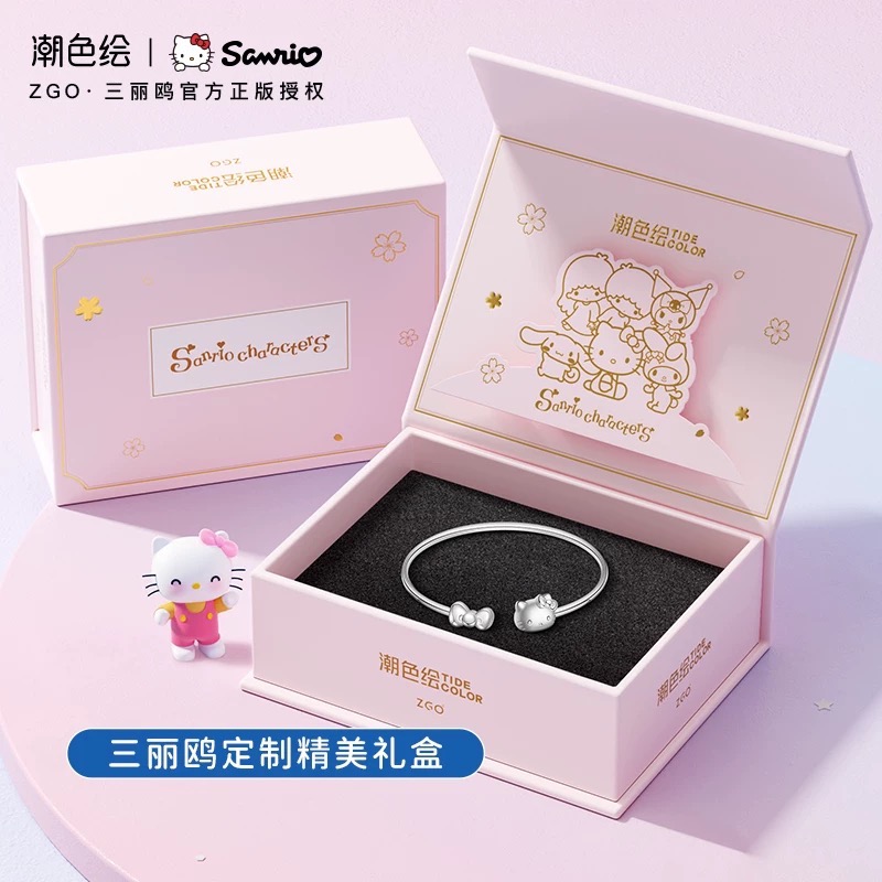 正品 浪漫皇冠×三麗鷗HelloKitty手鍊 999純銀 送女友閨蜜生日禮物-細節圖4