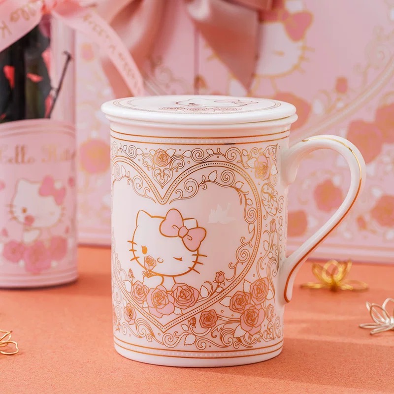 正品 限量版~新上市HELLO KITTY永生花骨瓷杯 禮盒組❤ 陶瓷杯-細節圖3