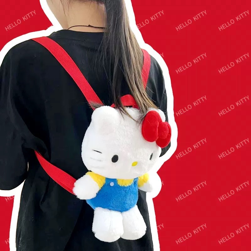 正品 Sanrio可愛HelloKitty公仔 毛绒背包 雙肩包-細節圖3