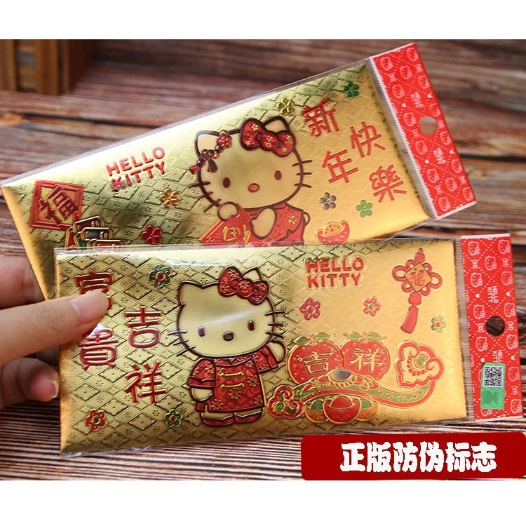 正品 Hello Kitty紅包袋 春節過新年 金箔紅包袋（6入）-細節圖4
