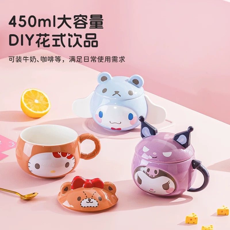 正品 HelloKitty可愛馬克杯帶蓋 陶瓷杯 高顏值-細節圖2
