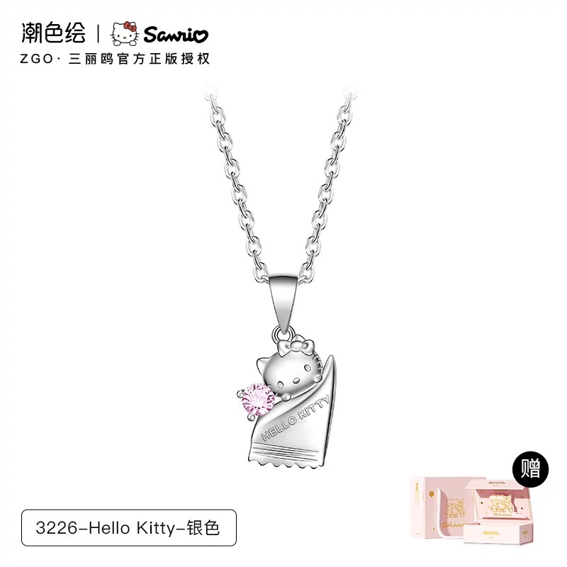 正品 潮色繪x三麗鷗HelloKitty糖果項鍊925銀輕奢小眾凱蒂貓生日禮物-細節圖6