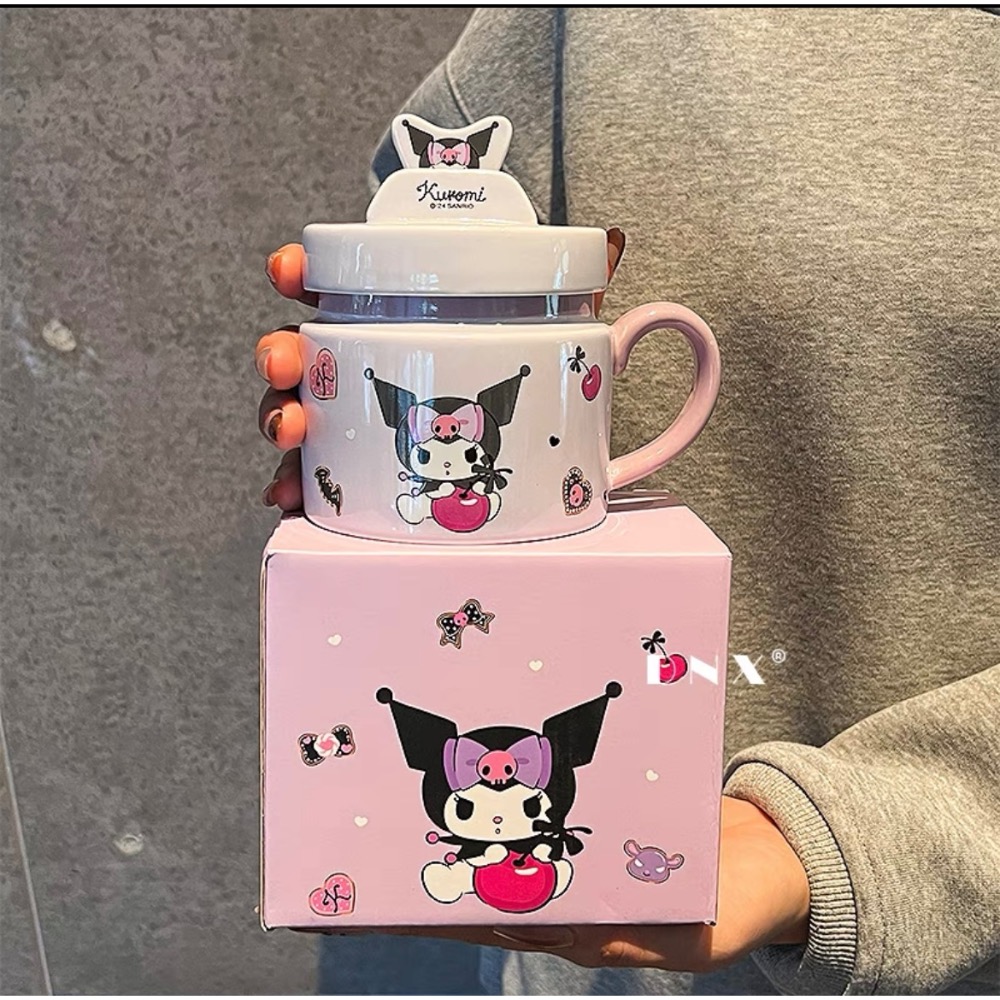 正品 HelloKitty陶瓷馬克杯帶蓋 高顏值水杯400cc-細節圖7