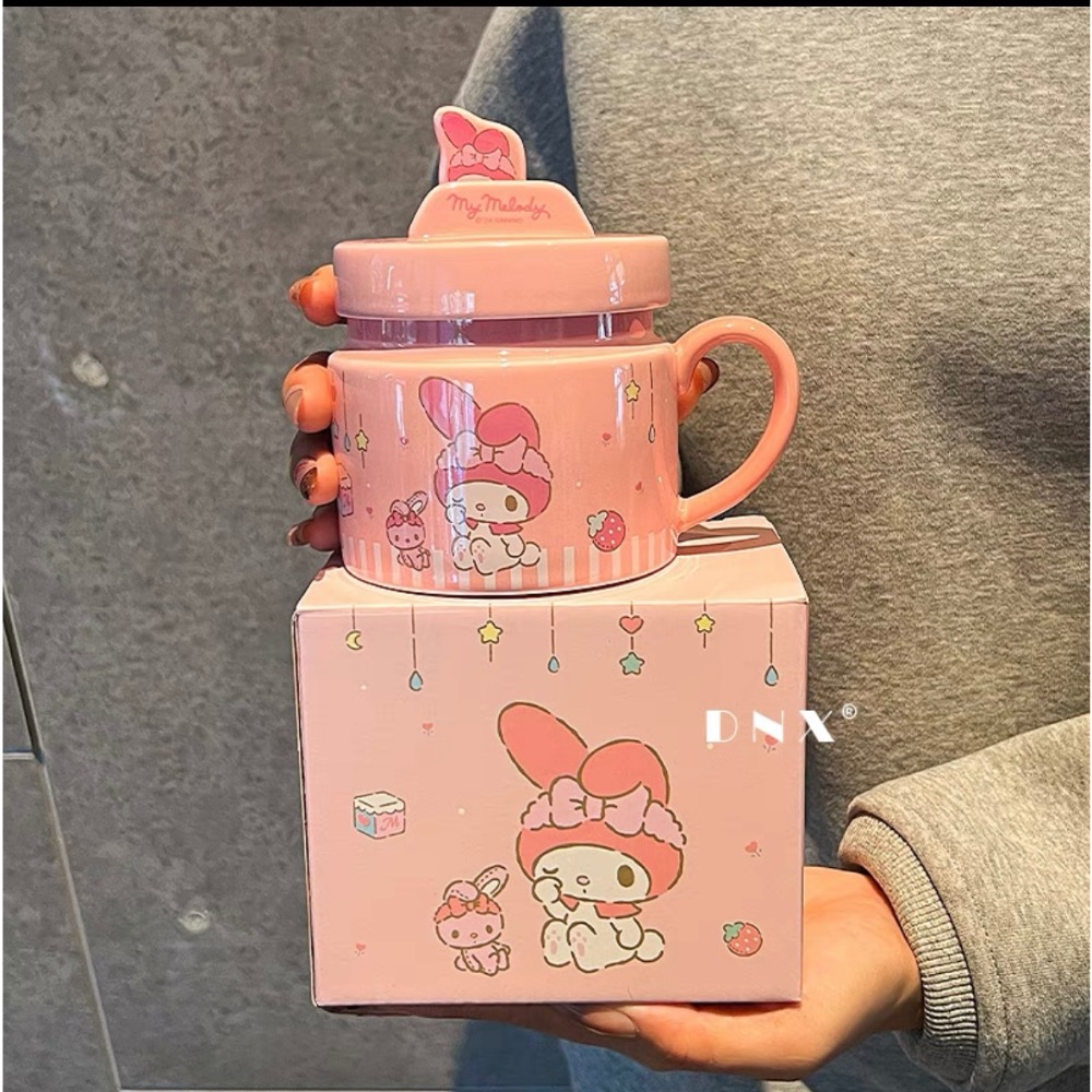 正品 HelloKitty陶瓷馬克杯帶蓋 高顏值水杯400cc-細節圖9