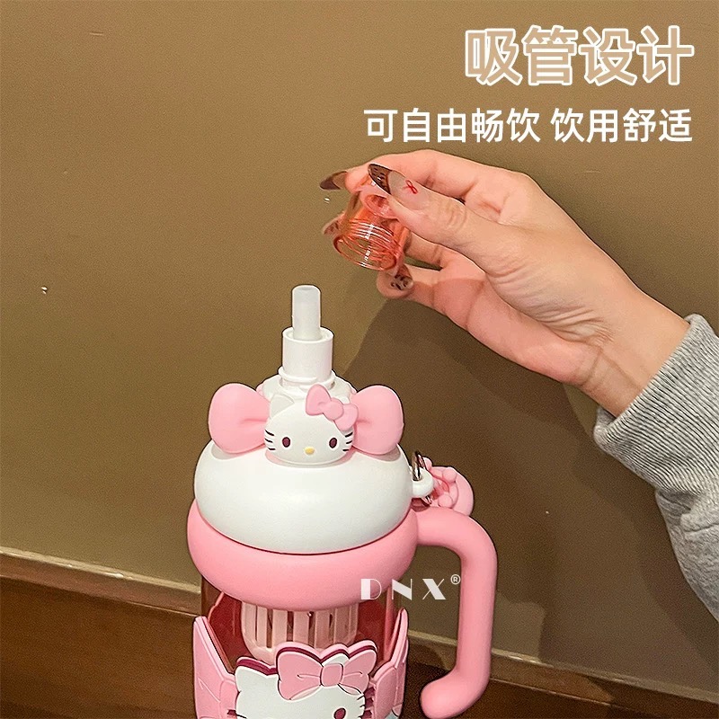 正品 kitty水壺 高顏值tritan可愛吸管杯 大容量杯子1200cc-細節圖6