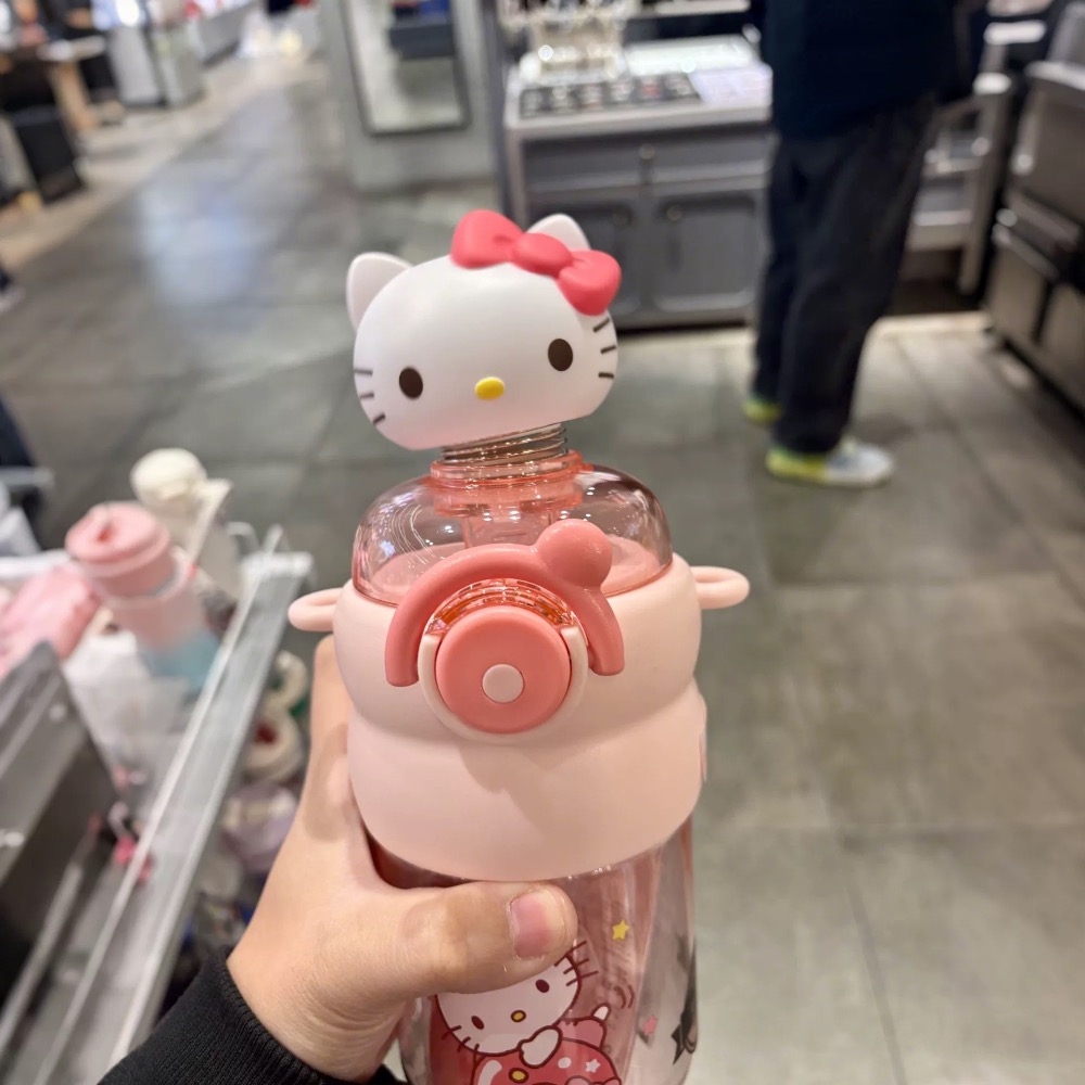 正品日式公仔Kitty吸管水杯 水壺 大容量高顏值 600cc-細節圖3
