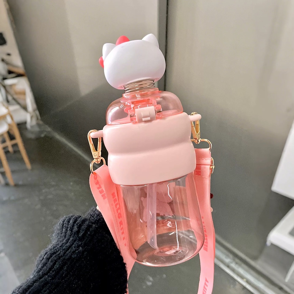 正品日式公仔Kitty吸管水杯 水壺 大容量高顏值 600cc-細節圖5