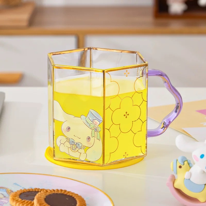 正品 日式kitty高顏值玻璃杯家用耐熱喝水杯ins風 牛奶果汁杯-細節圖2