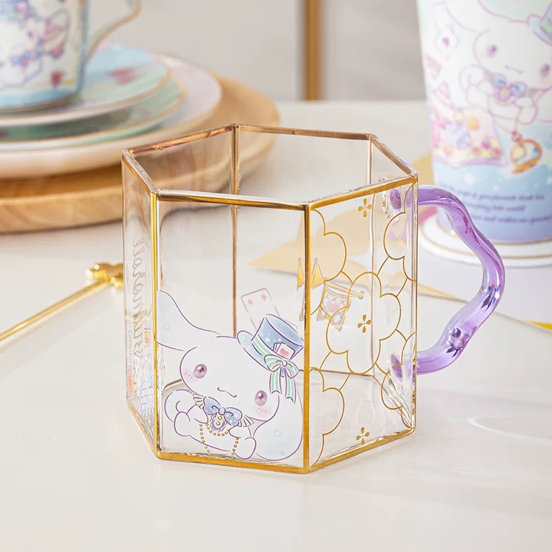 正品 日式kitty高顏值玻璃杯家用耐熱喝水杯ins風 牛奶果汁杯-細節圖5