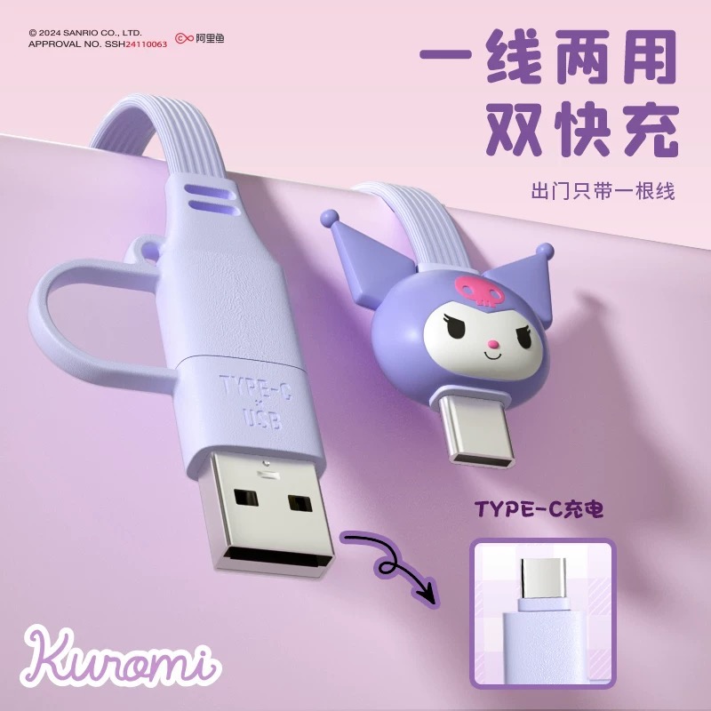 正品 三麗鷗kitty蘋果充電線iPhone16promax手機typec接口usb快充車載防折斷15數據線plus安卓-細節圖4