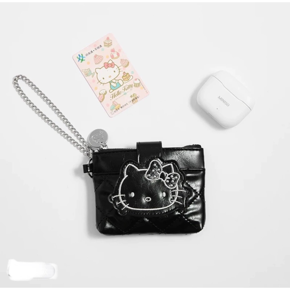 正品 三麗鷗Hello Kitty黑白簡約系列隨身包 卡包皮夾 零錢包-細節圖2
